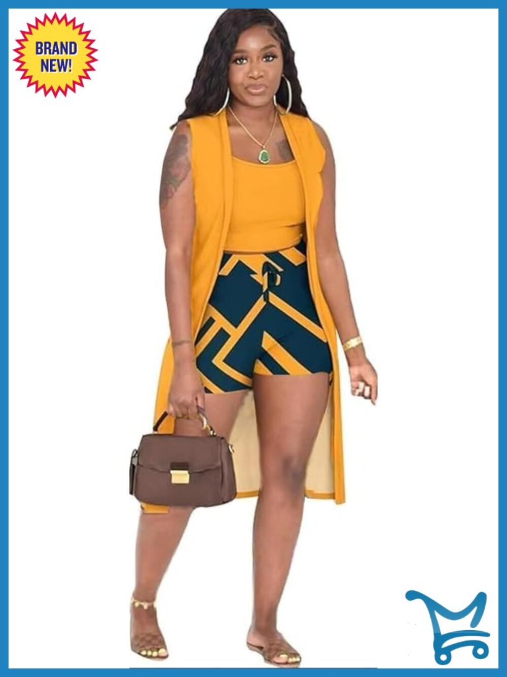 Casual 3 Piece Lounge Set with Cardigan and Vest Shorts Set